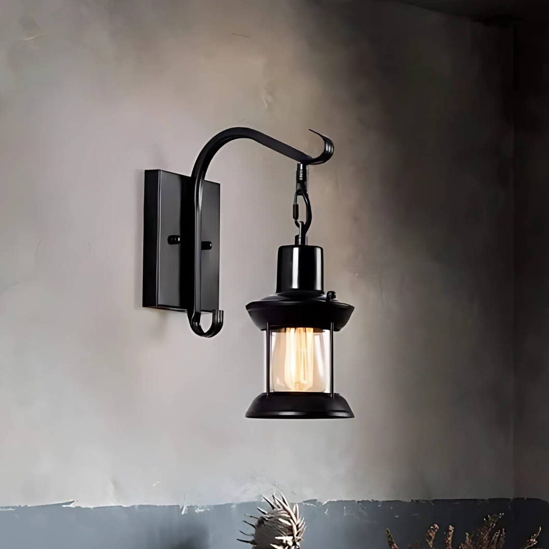 Wall Light with Vintage Glass Shade Design