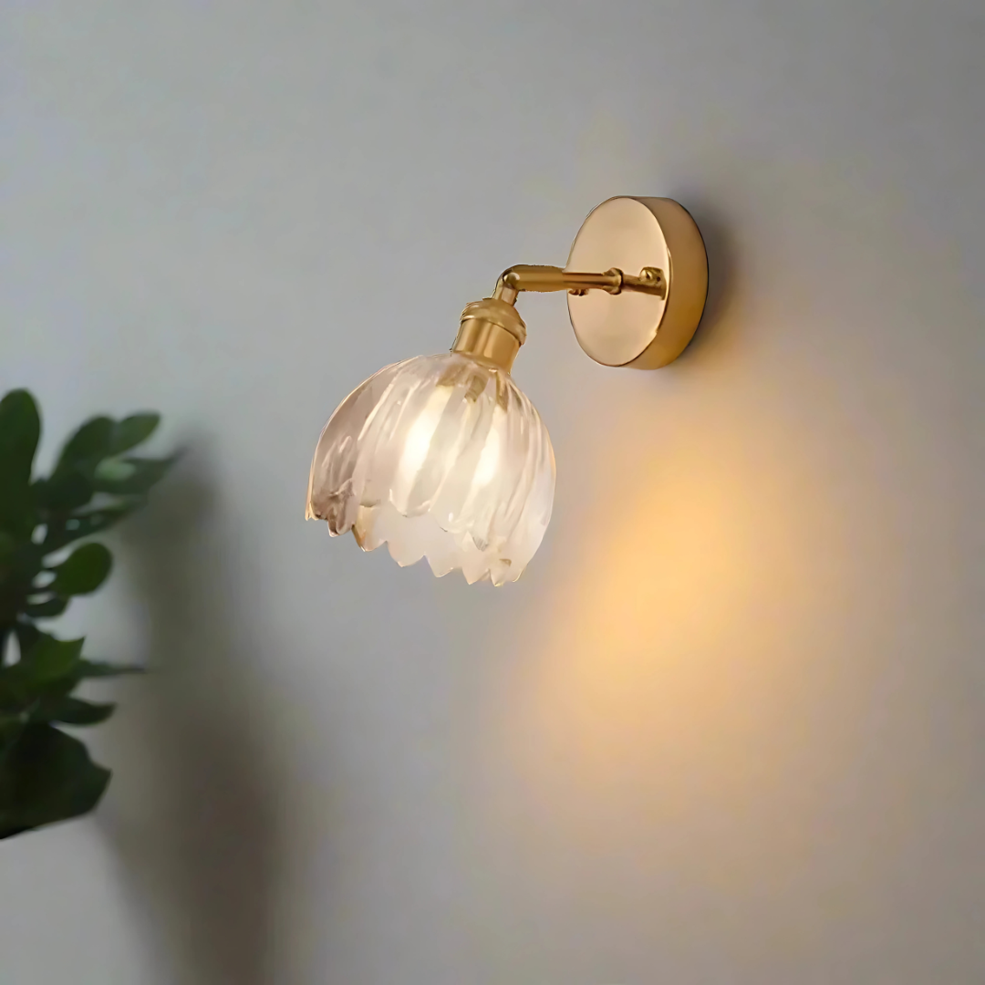Vintage Glas Wandleuchten Blumenmuster
