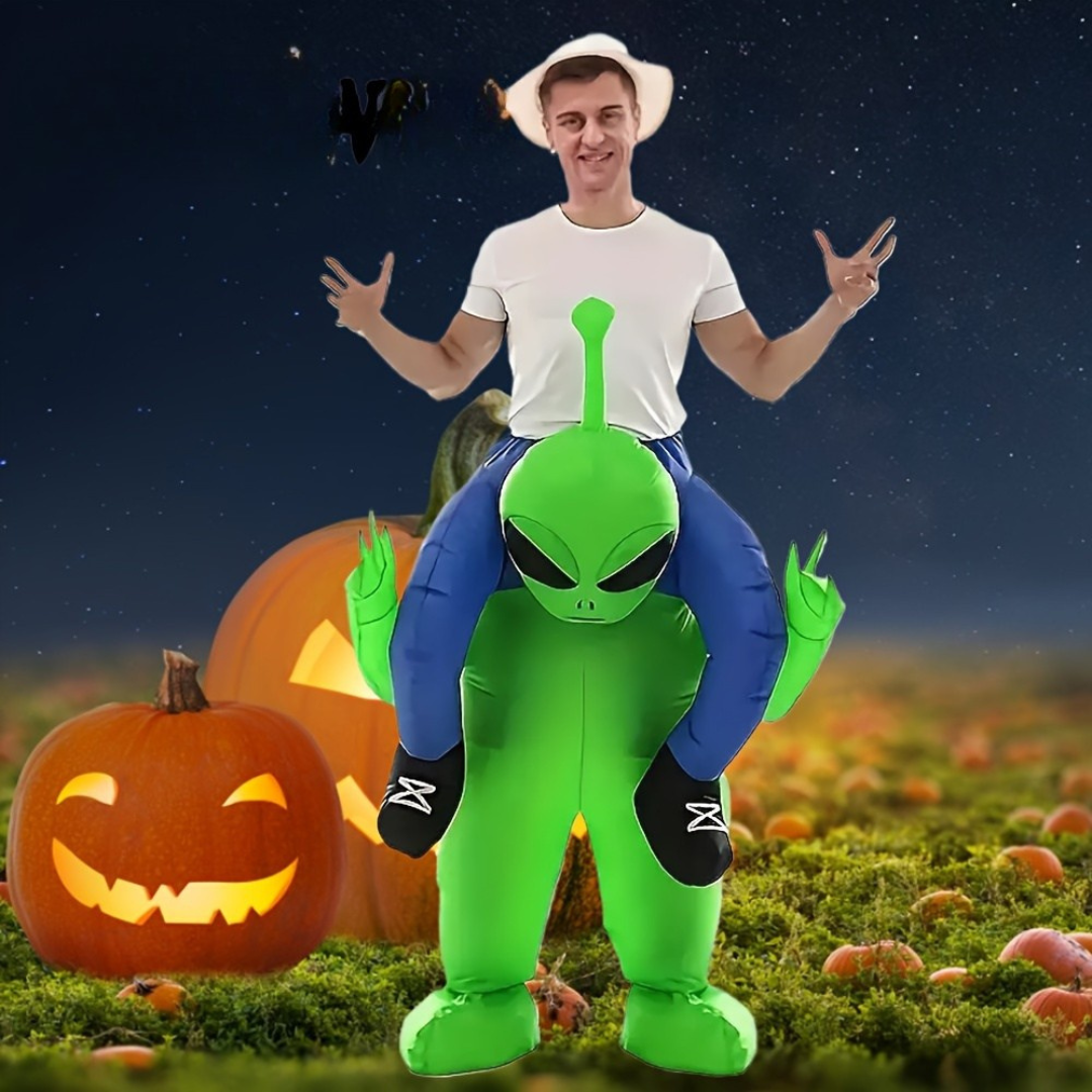 Męski zabawny nadmuchiwany kostium na Halloween obcego | Iluzja jazdy na jeźdźcu