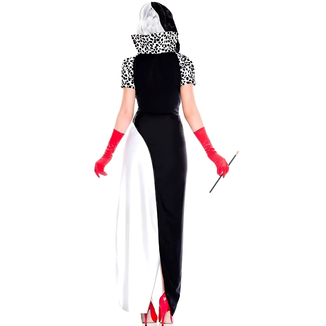 Damen Glamouröses Bösewicht Halloween Film Kostüm Kleid | Puffärmel Asymmetrisch