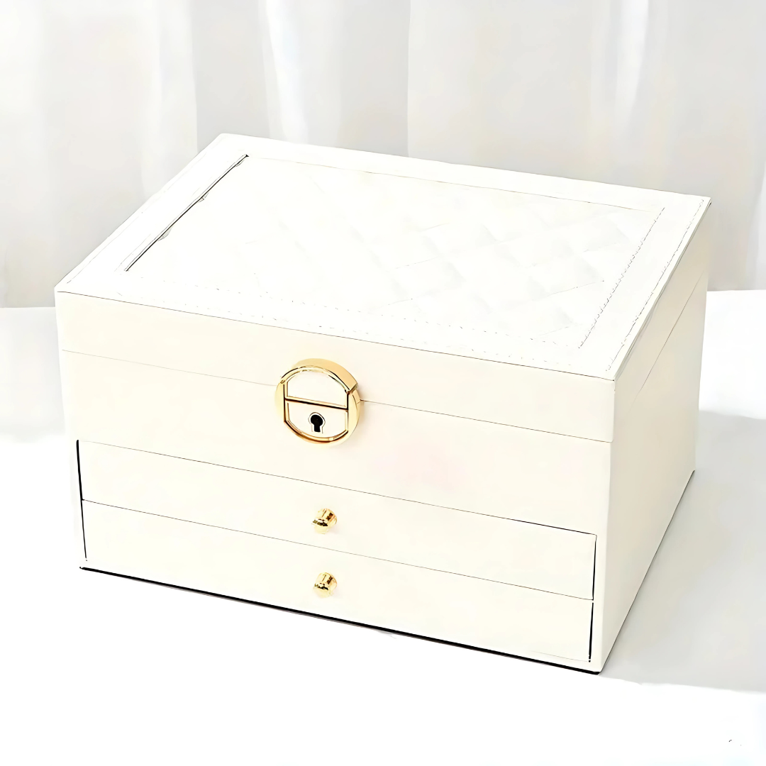 Organizador de caja de joyería de cuero multicapa