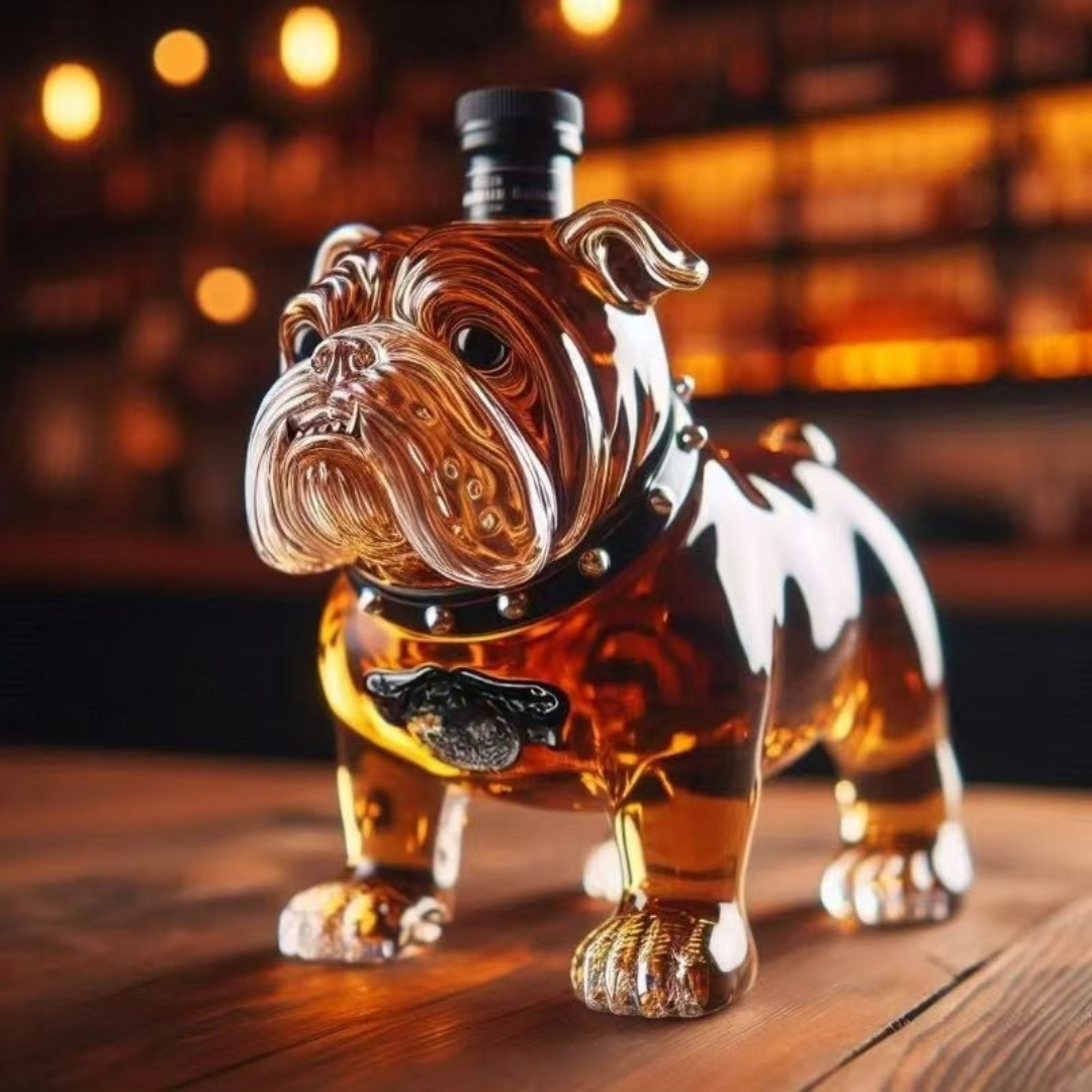 Glass Whiskey Decanter Dog Design
