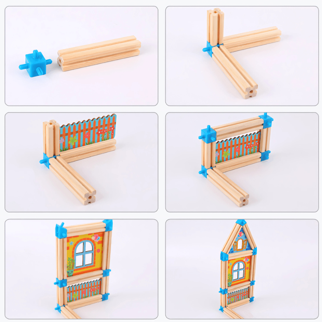 Wooden Dollhouse Building Toy Set