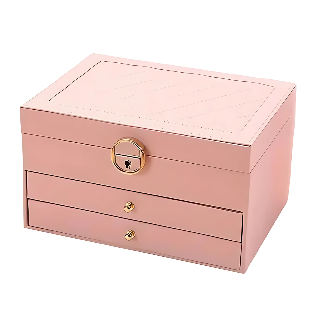 Organizador de caja de joyería de cuero multicapa