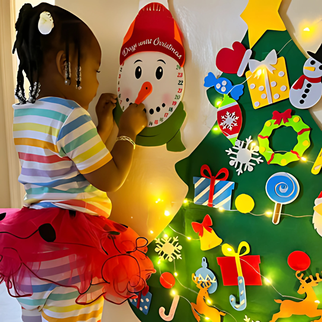 Albero di Natale in Feltro con Ornamenti per Bambini