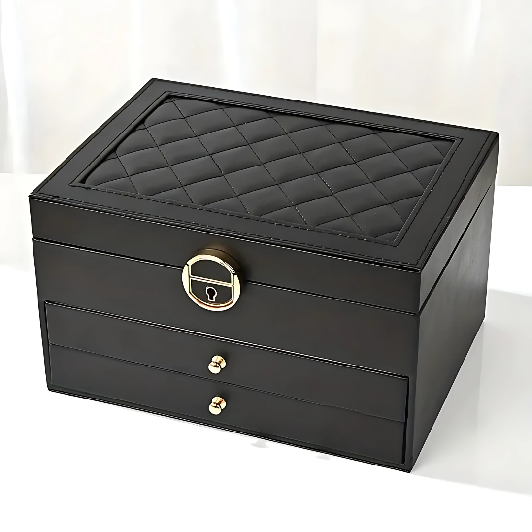 Organizador de caja de joyería de cuero multicapa