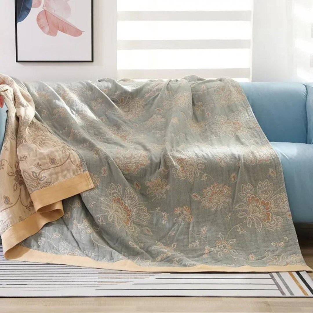 Coperta floreale di cotone leggera copriletto decorativo
