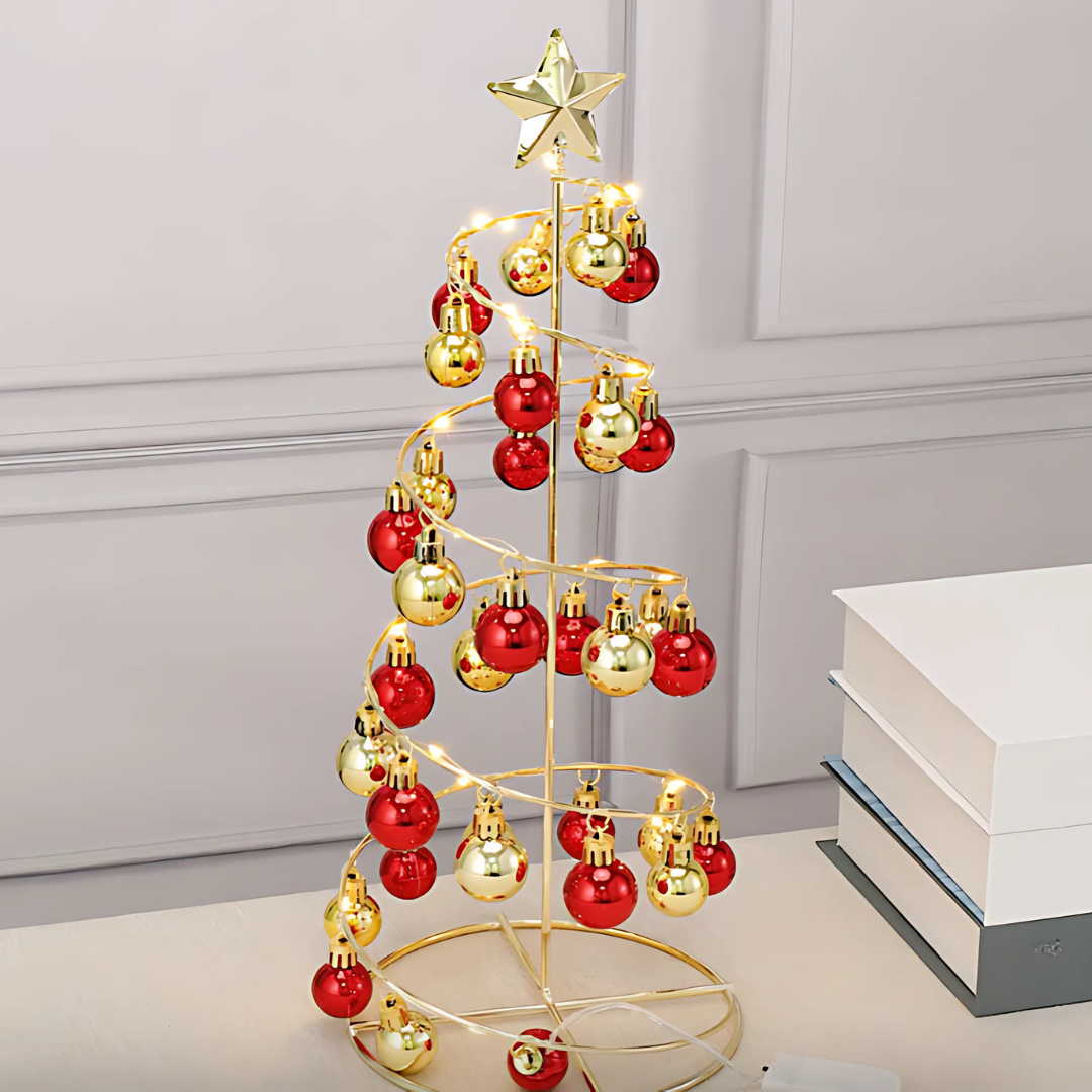 Adorno de árbol de mesa en espiral para decoraciones navideñas