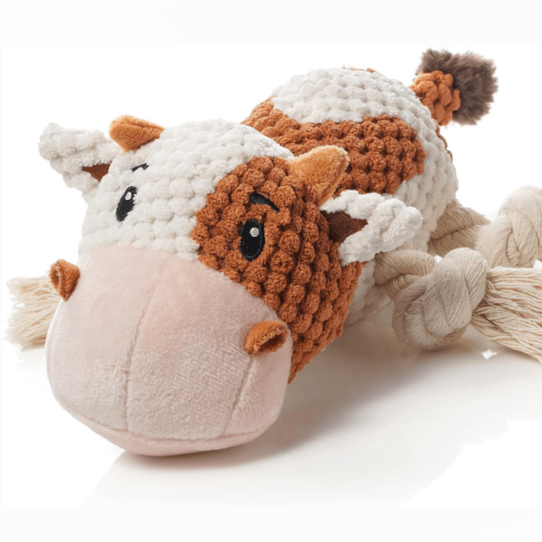 Giocattolo da masticare per cani in peluche resistente con fischietto