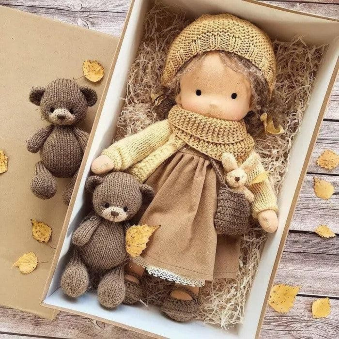 Poupée artisanale en peluche douce jouet Waldorf