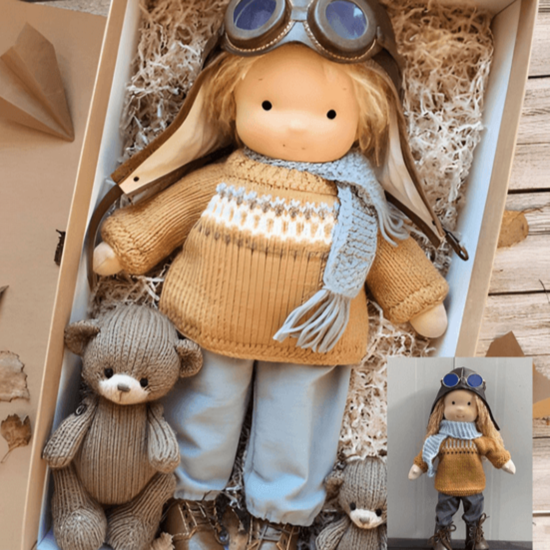 Poupée artisanale en peluche douce jouet Waldorf