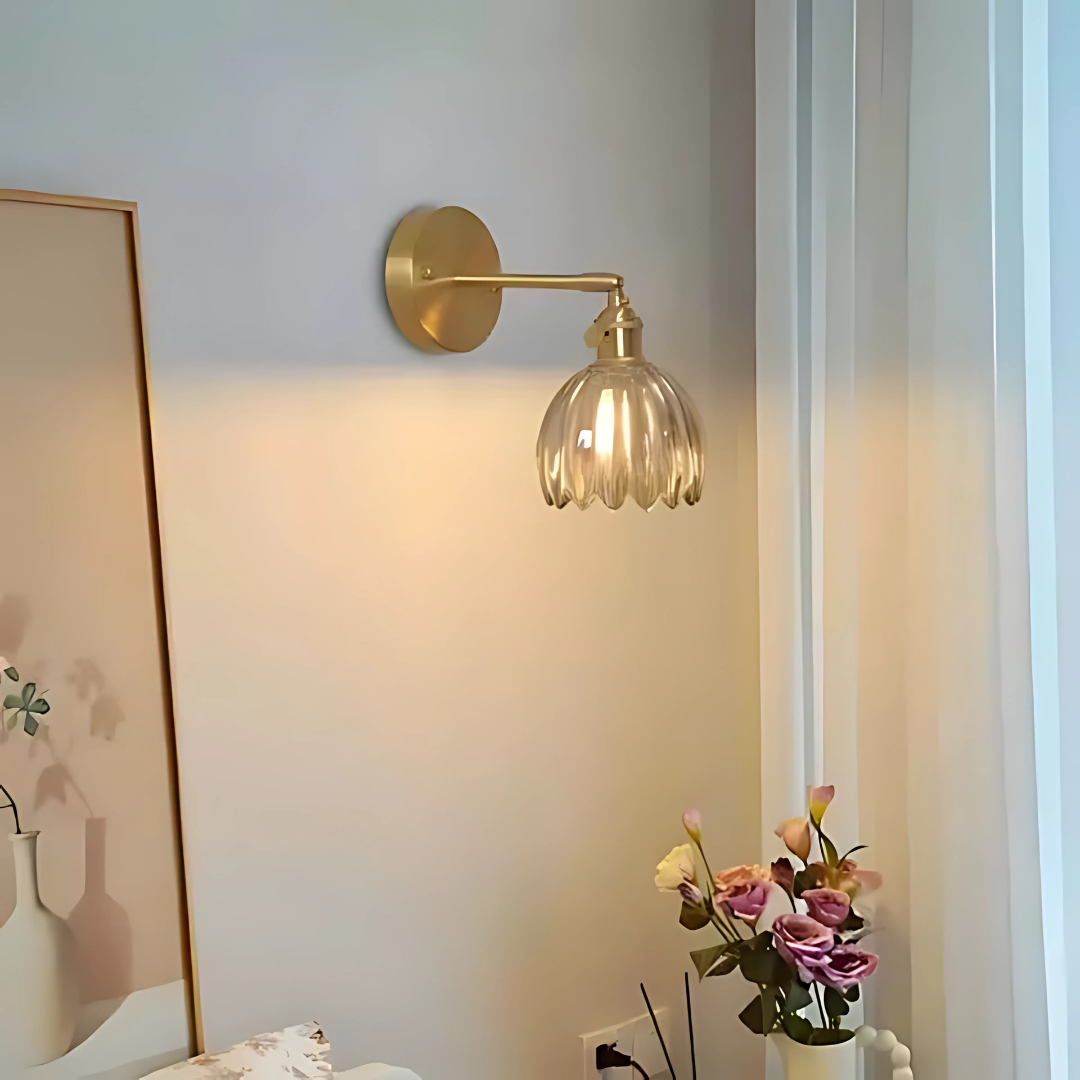 Vintage Glas Wandleuchten Blumenmuster