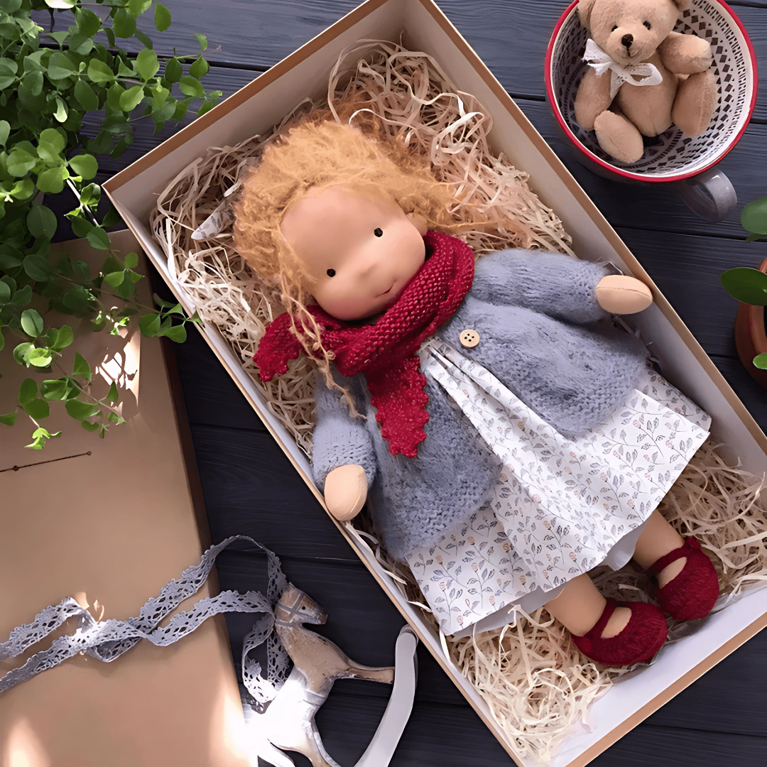 Poupée artisanale en peluche douce jouet Waldorf
