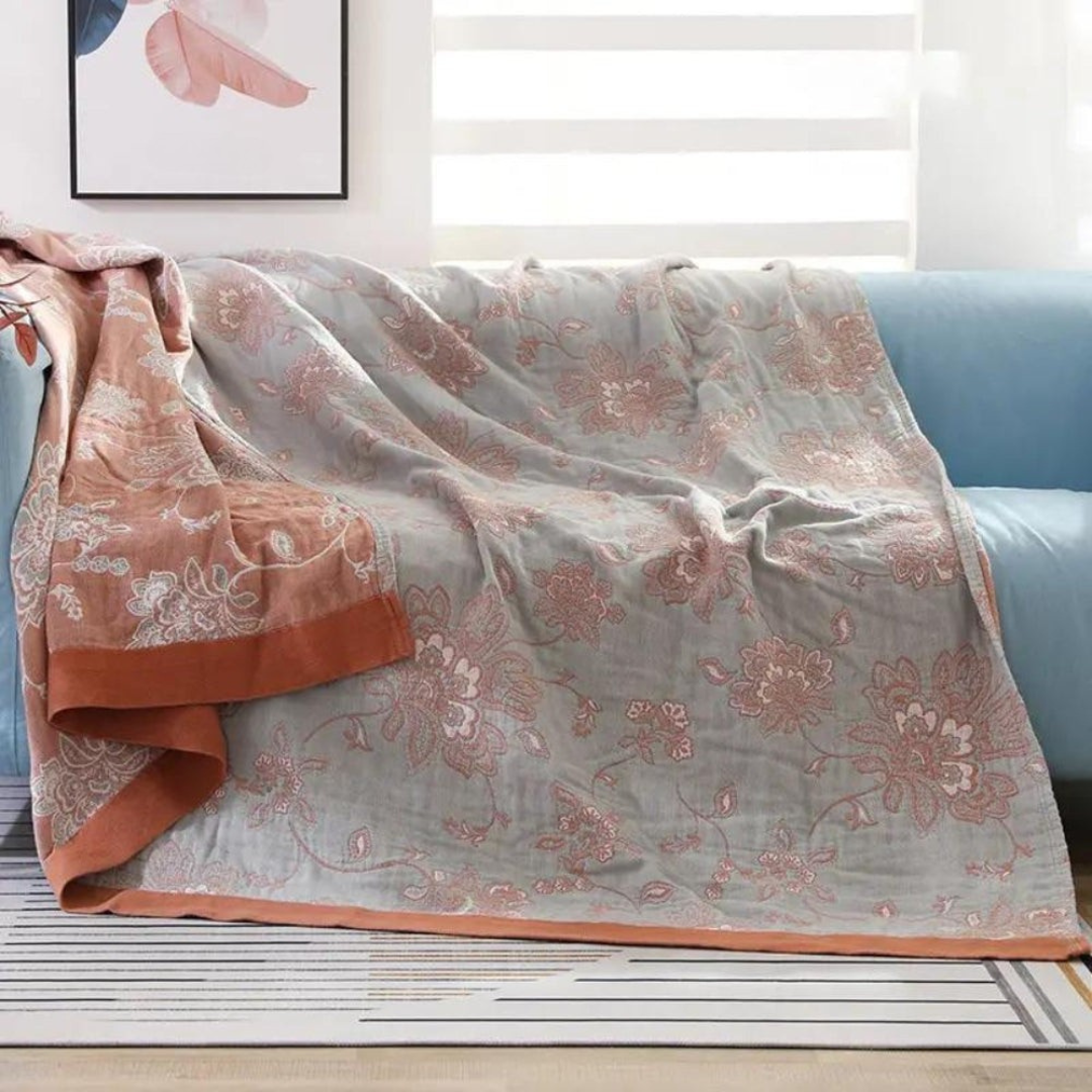 Coperta floreale di cotone leggera copriletto decorativo