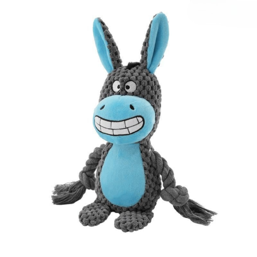 Giocattolo da masticare per cani in peluche resistente con fischietto