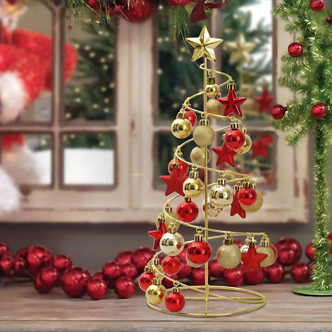 Adorno de árbol de mesa en espiral para decoraciones navideñas