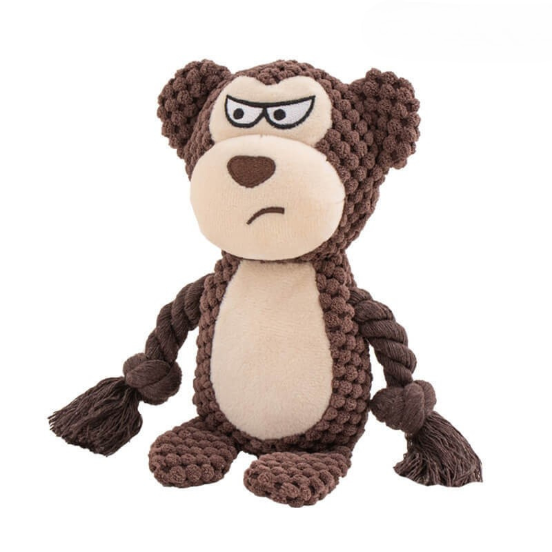 Giocattolo da masticare per cani in peluche resistente con fischietto