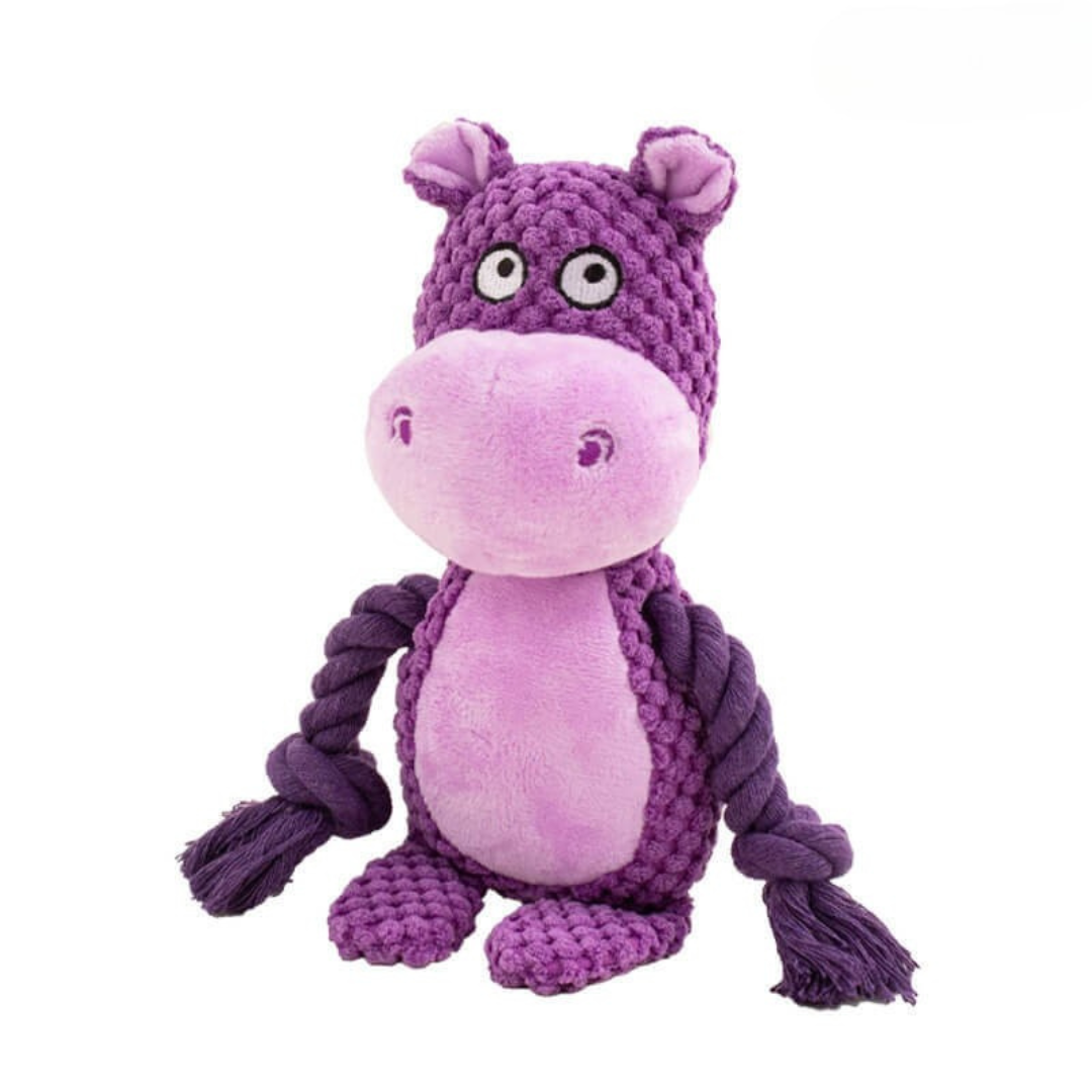 Giocattolo da masticare per cani in peluche resistente con fischietto