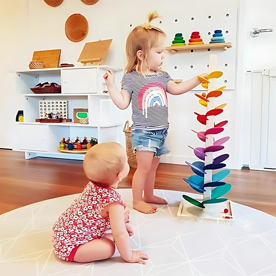 Wooden Rainbow Marble Run Tower