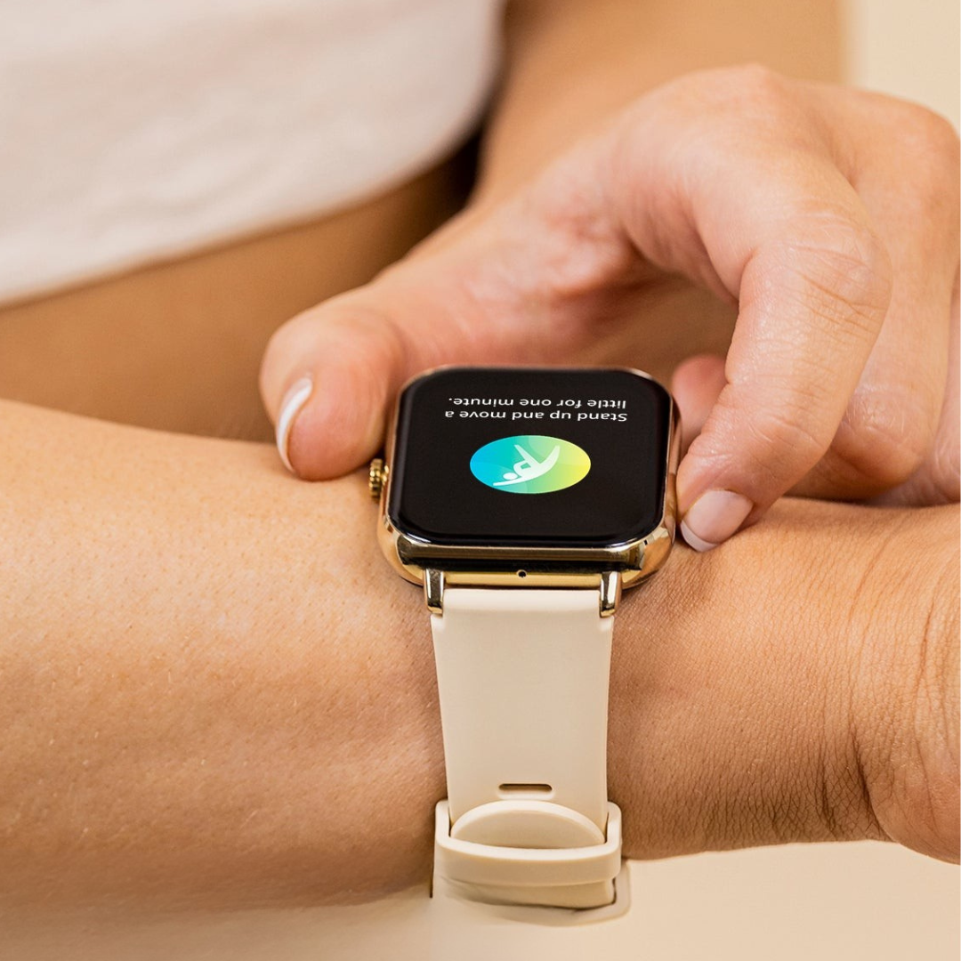 Smartwatch Fitness Tracker Gold Silicone Strap