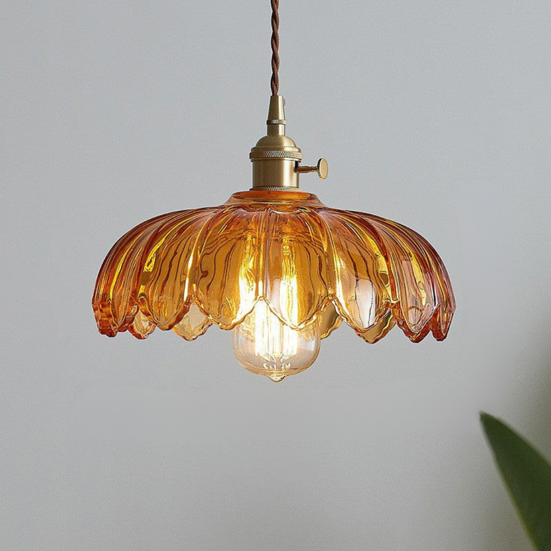 Glas-Hängeleuchte Vintage Blumen Deckenlampe