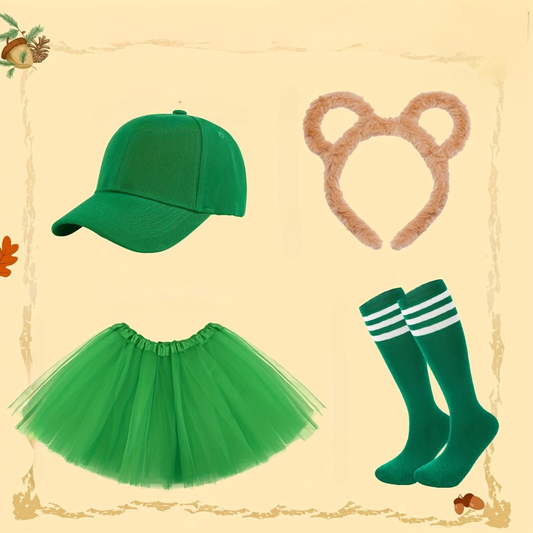 Disfraz de Ardilla Listada para Halloween para Mujer | Tutú Calcetines Diadema
