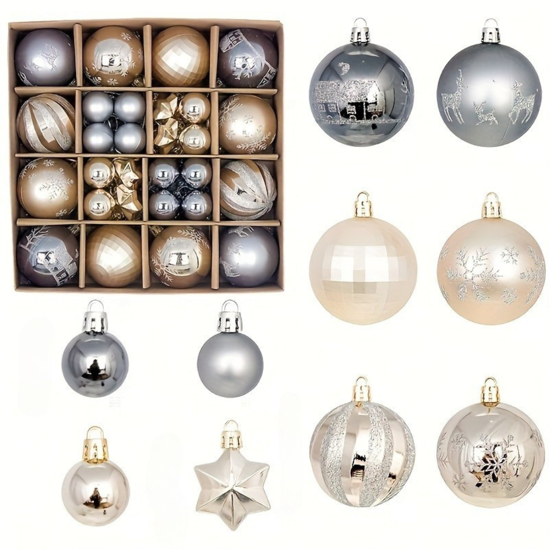 Juego de Bolas para Árbol de Navidad – Adornos Colgantes de Plástico