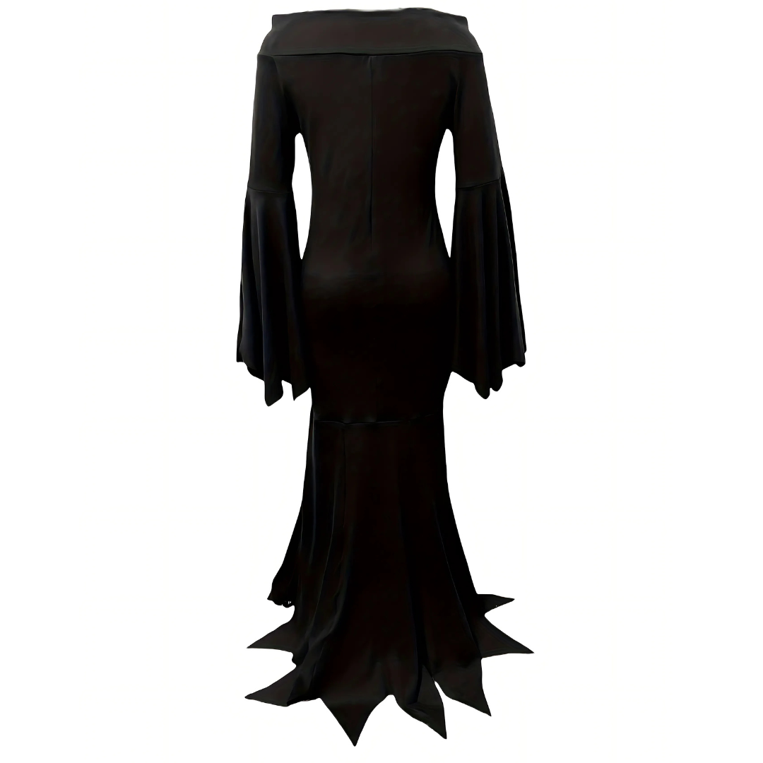 Vestido de Disfraz Gótico de Halloween para Mujer con Hombros Descubiertos | Maxi de Manga Larga