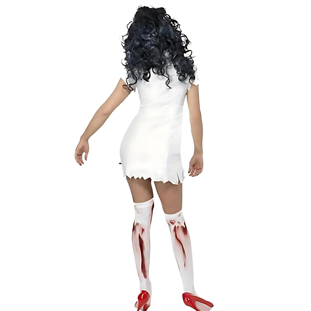 Disfraz sangriento de Halloween para mujer, vestido de enfermera | Mini