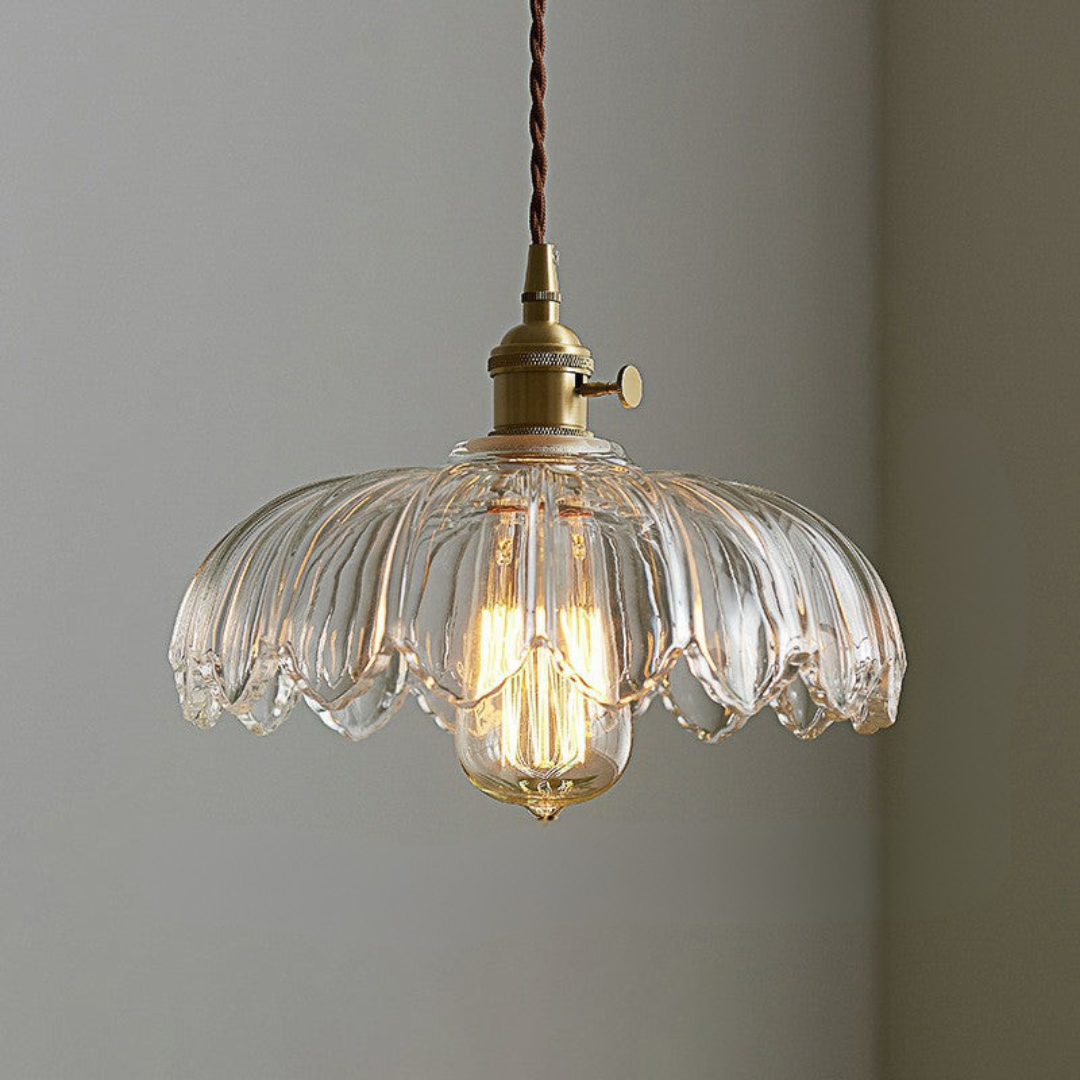 Glas-Hängeleuchte Vintage Blumen Deckenlampe