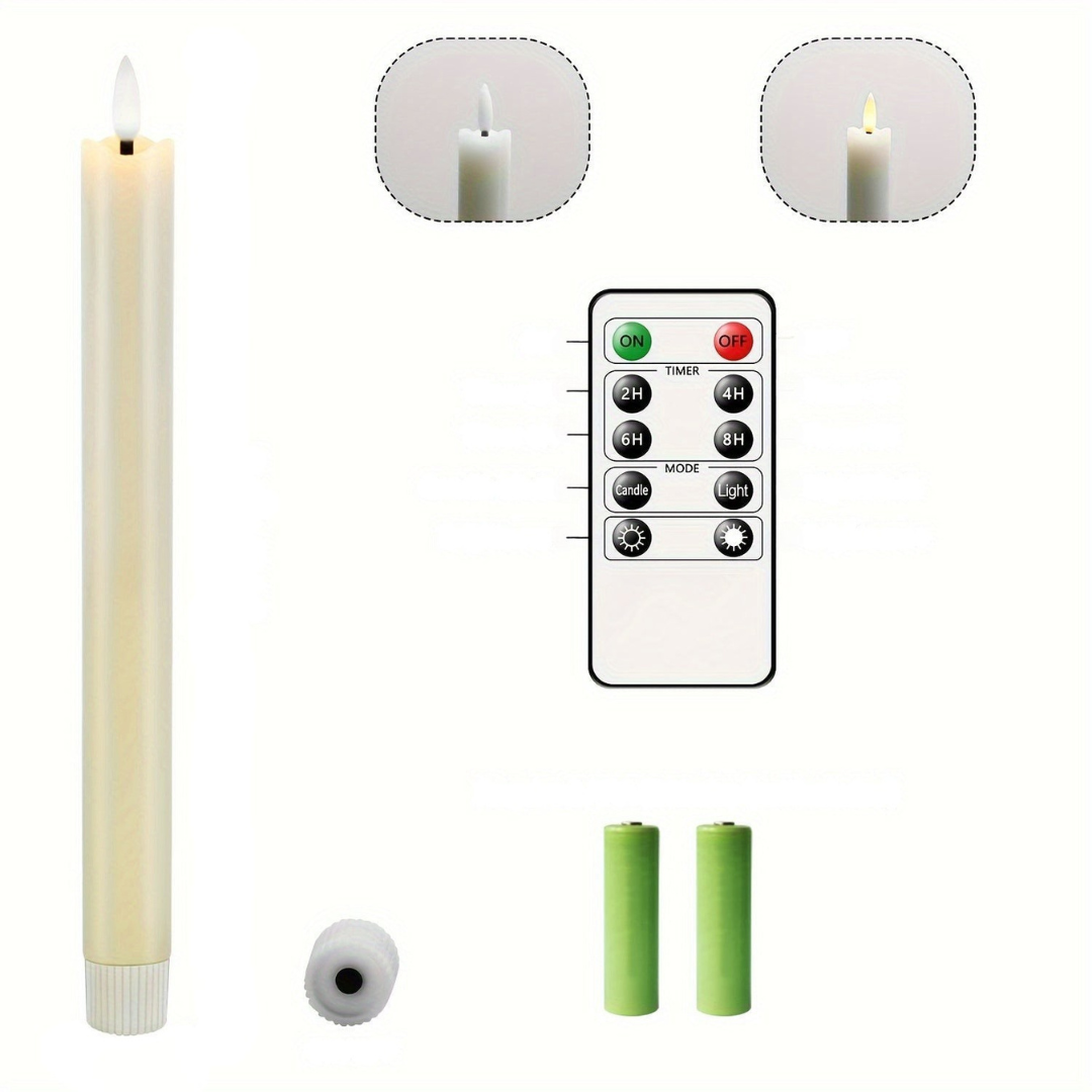 LED Candles Flickering Flameless Ivory Set