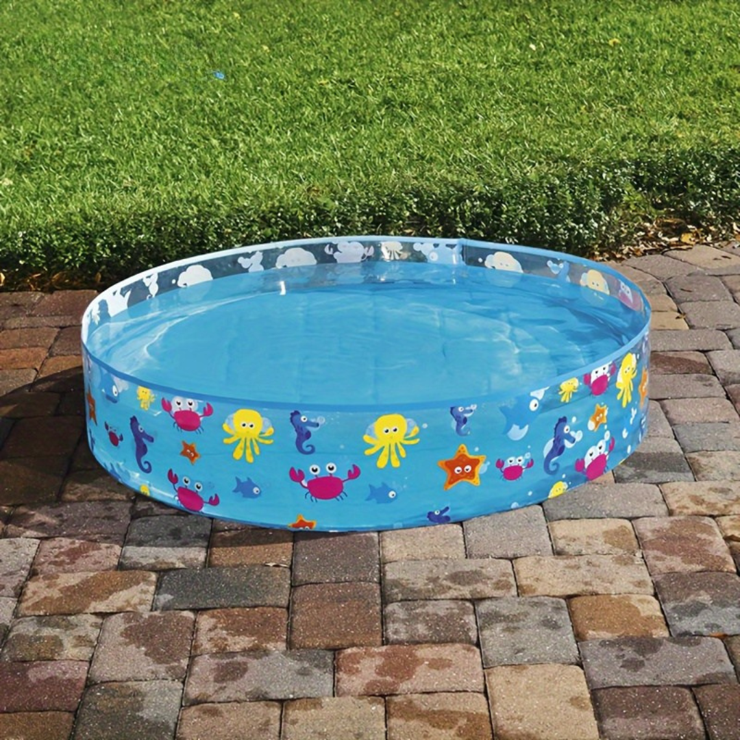 Inflatable Kids Pool Round PVC Sea Blue