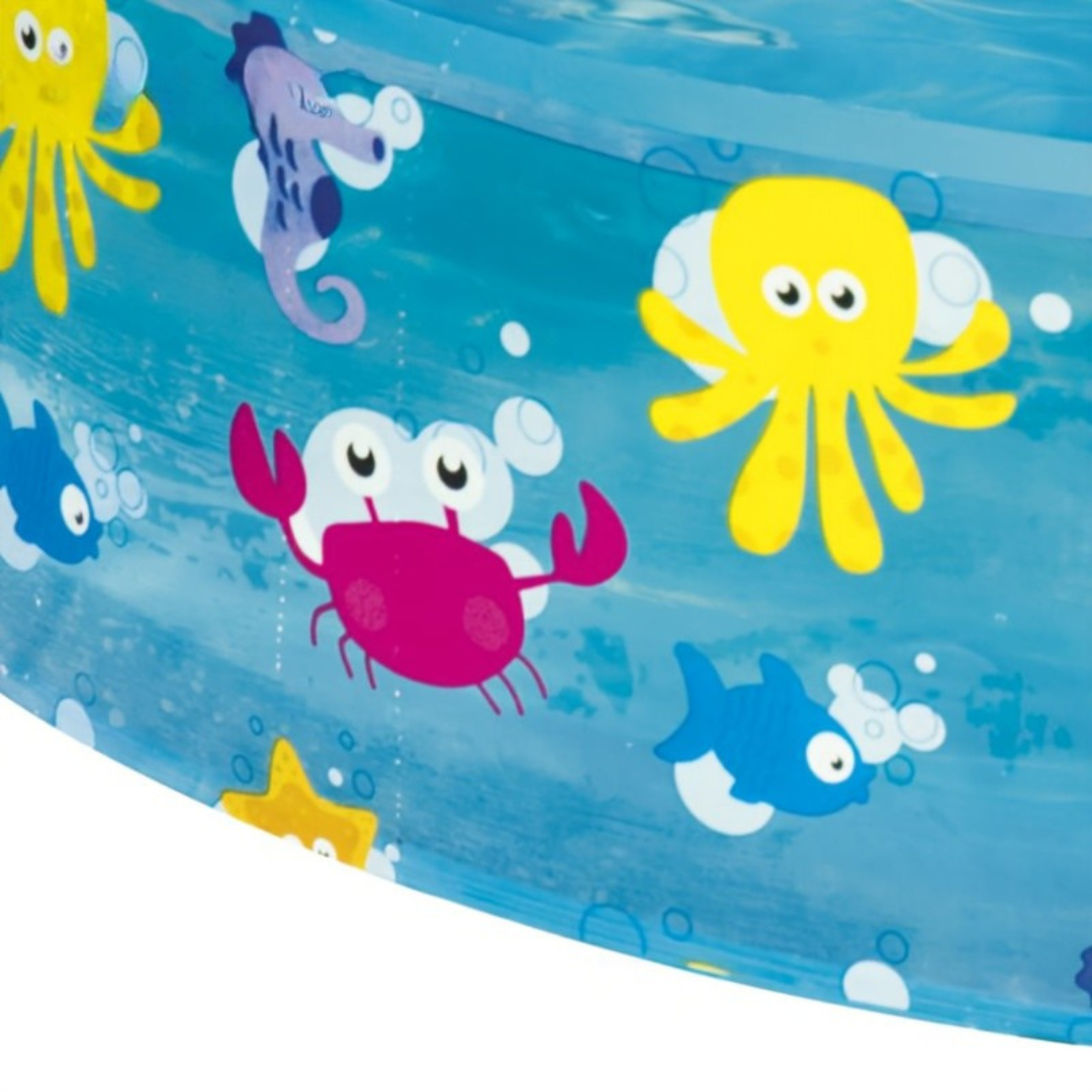 Inflatable Kids Pool Round PVC Sea Blue