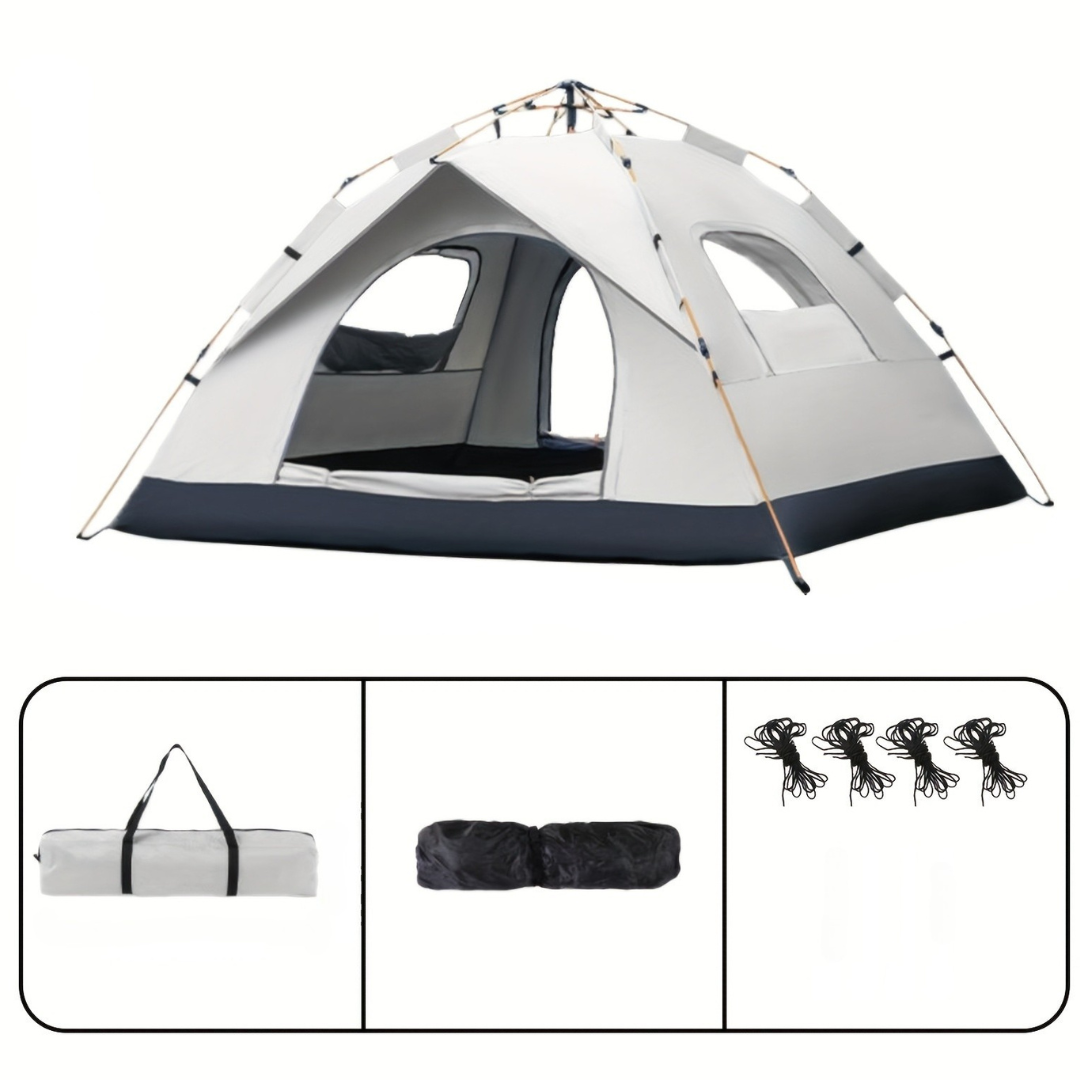 Camping Tent with Mesh Ventilation and Sun Shade