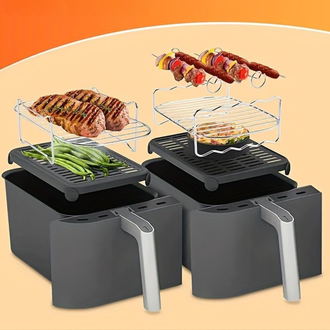 Set de accesorios para freidora de aire con brochetas para barbacoa