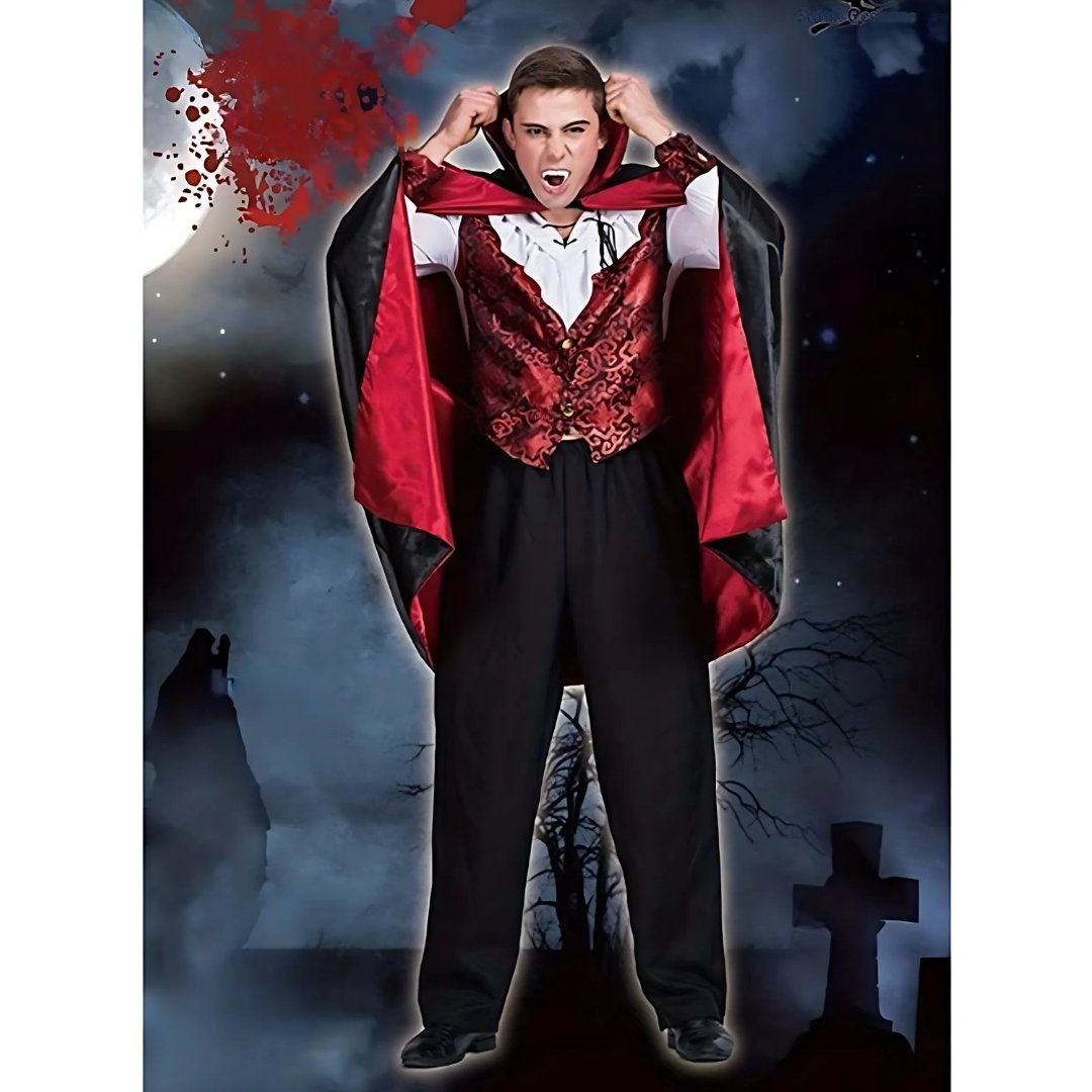 Męski Straszny Kostium Wampira na Halloween | Gotycki Długi Płaszcz
