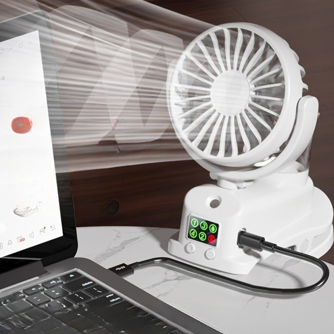 Portable USB Desk Fan Humidifier Rechargeable