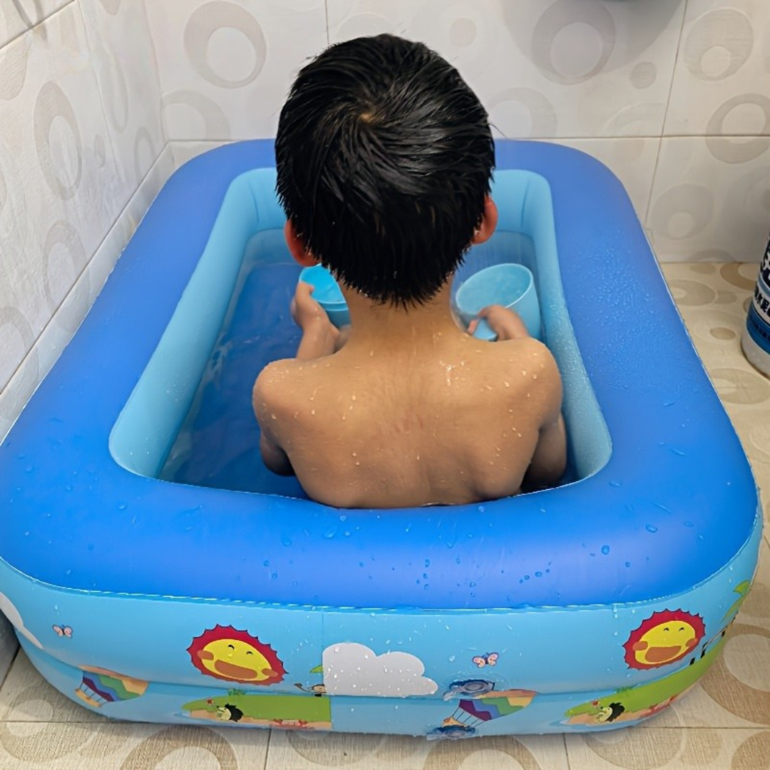 Inflatable Family Pool Blue PVC Rectangular
