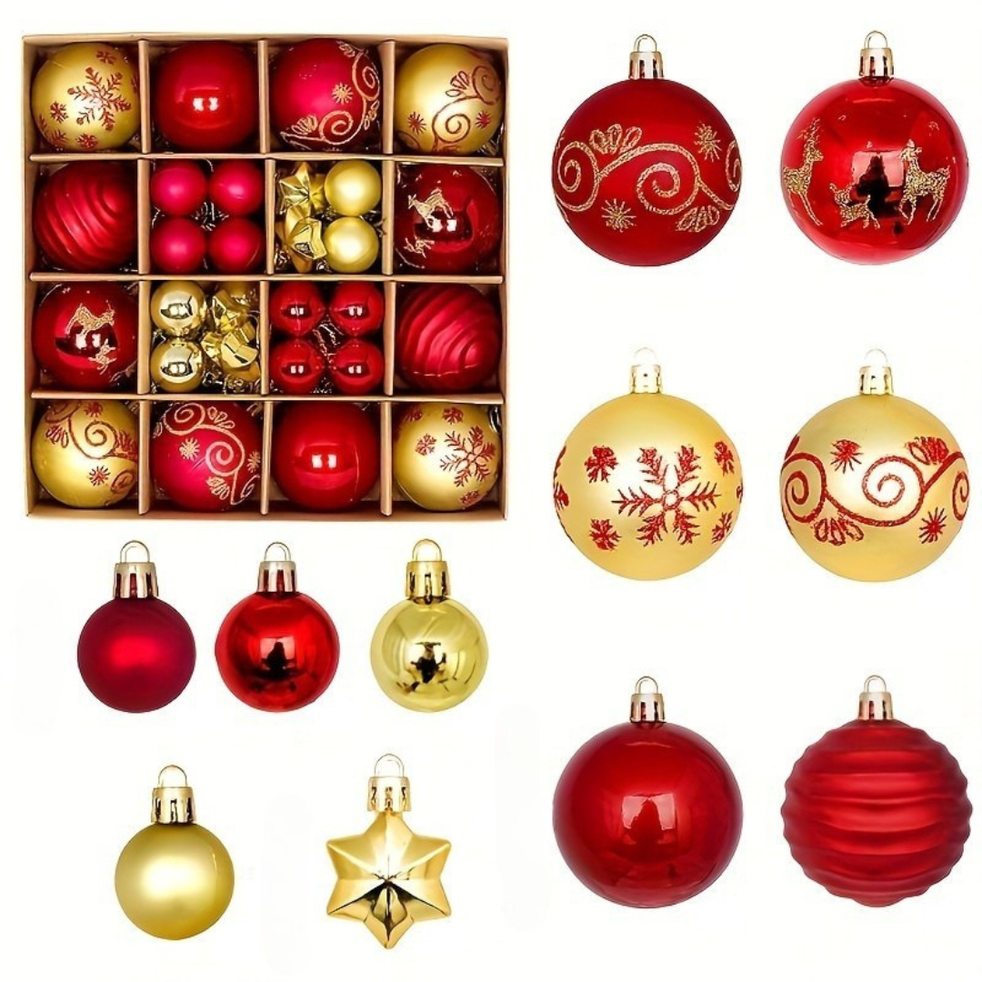Juego de Bolas para Árbol de Navidad – Adornos Colgantes de Plástico
