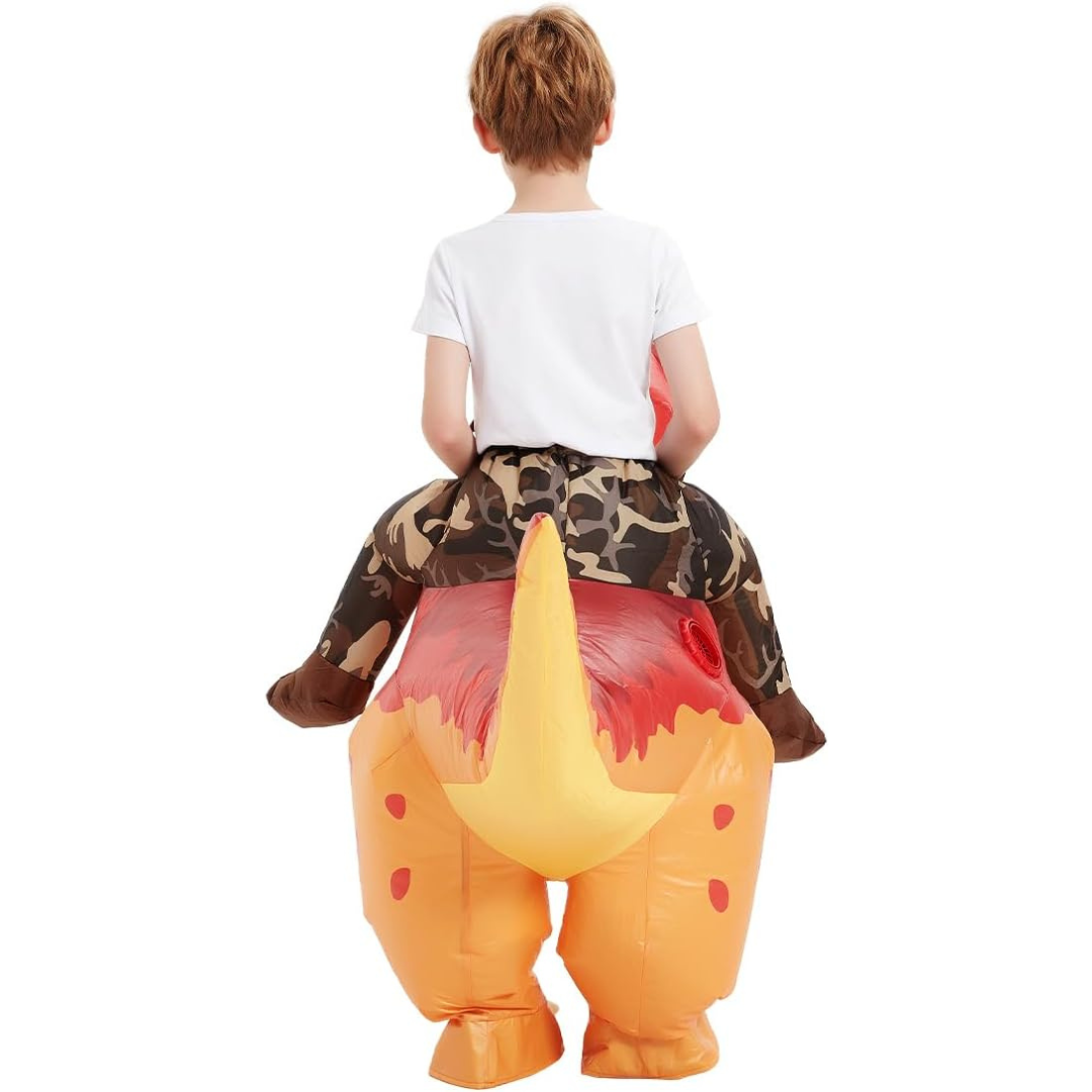 Disfraz inflable de dinosaurio para niños de Halloween | T-Rex para montar con ventilador