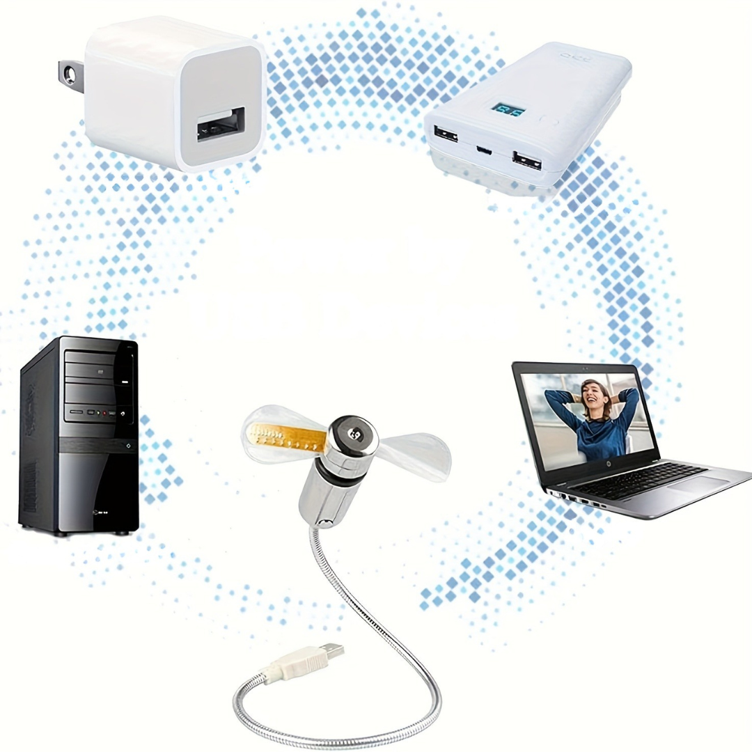 Wentylator biurkowy USB z wyświetlaczem zegara LED