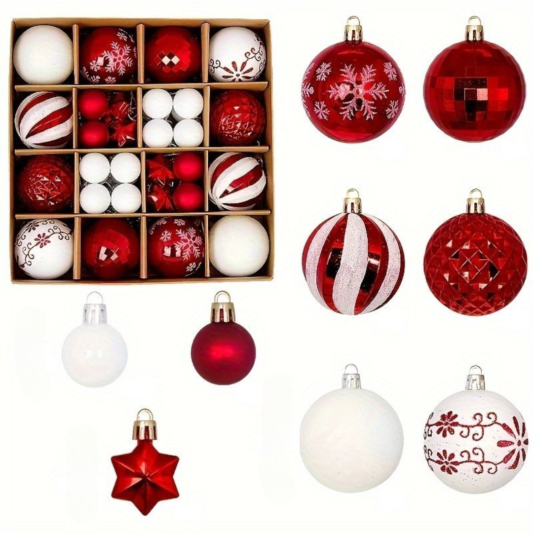Juego de Bolas para Árbol de Navidad – Adornos Colgantes de Plástico