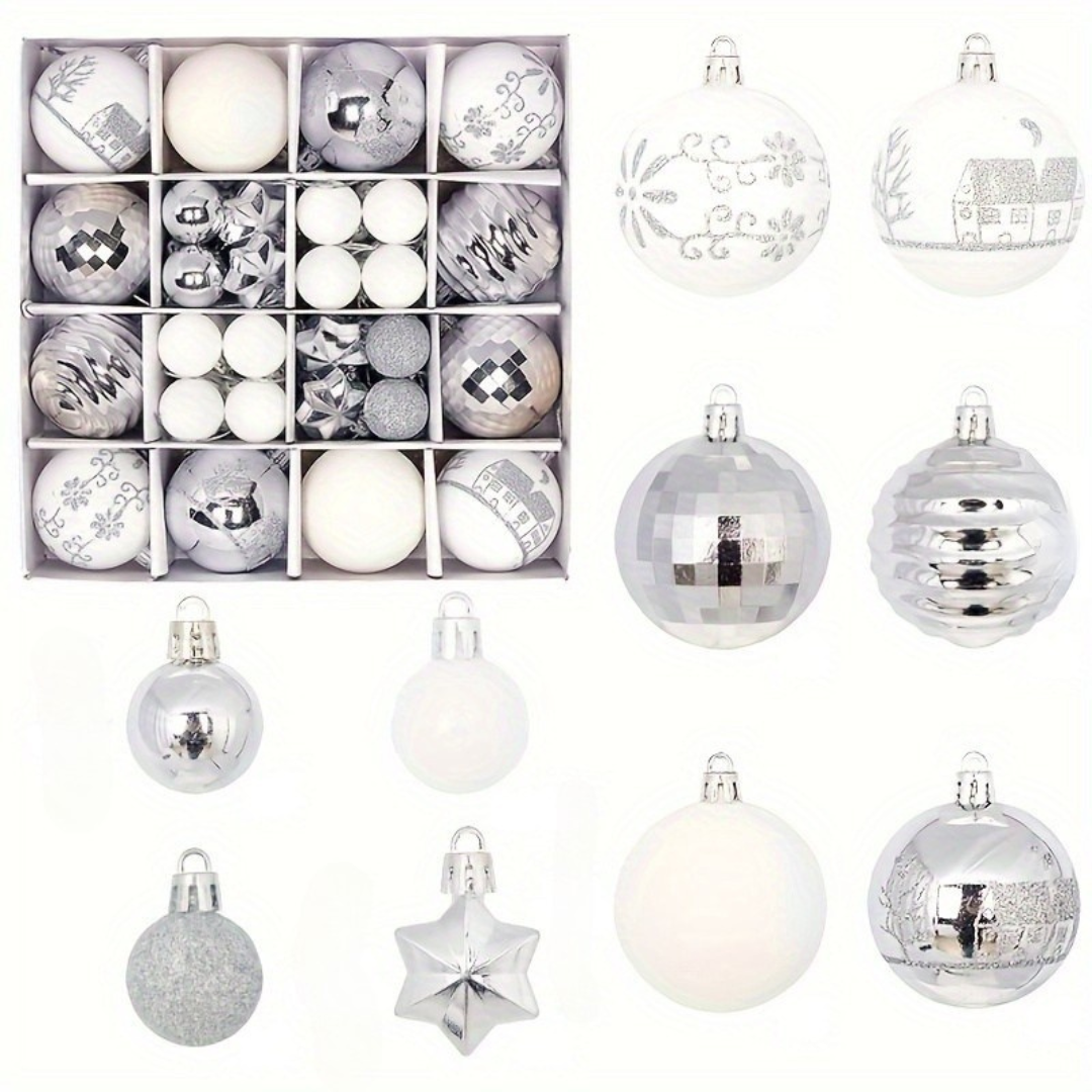 Juego de Bolas para Árbol de Navidad – Adornos Colgantes de Plástico