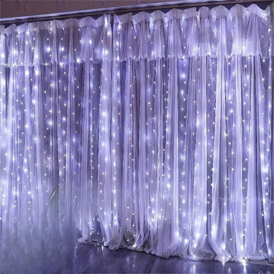 Luci a tenda Fairy USB con telecomando bianco caldo