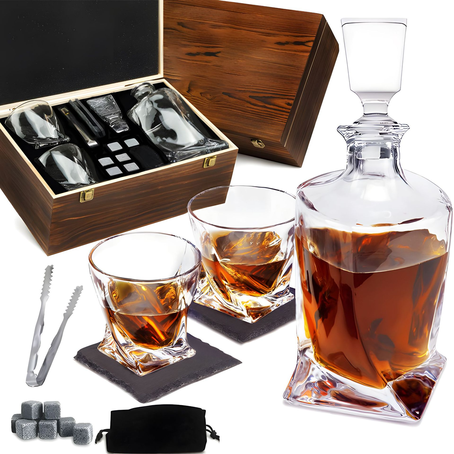 Whiskey Glass Set with Crystal Decanter