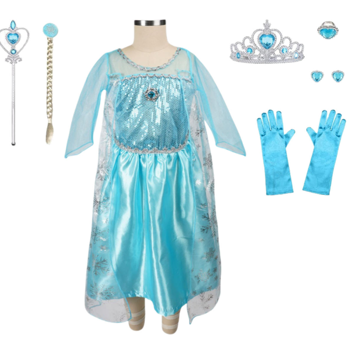 Vestito da principessa per Halloween a maniche lunghe da ragazza | Maxi