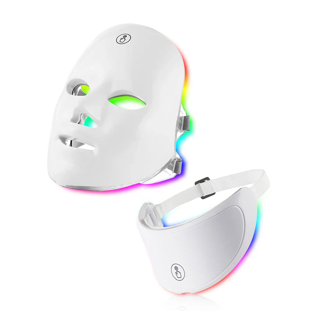 Máscara facial LED con terapia de luz para el cuello
