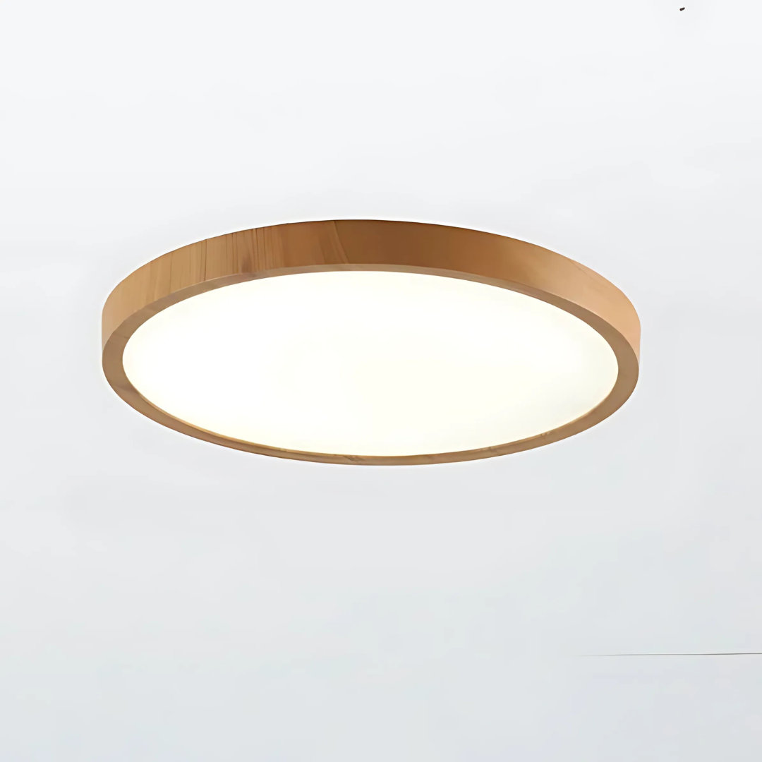 Lampada da soffitto moderna rotonda a filo con finitura in legno