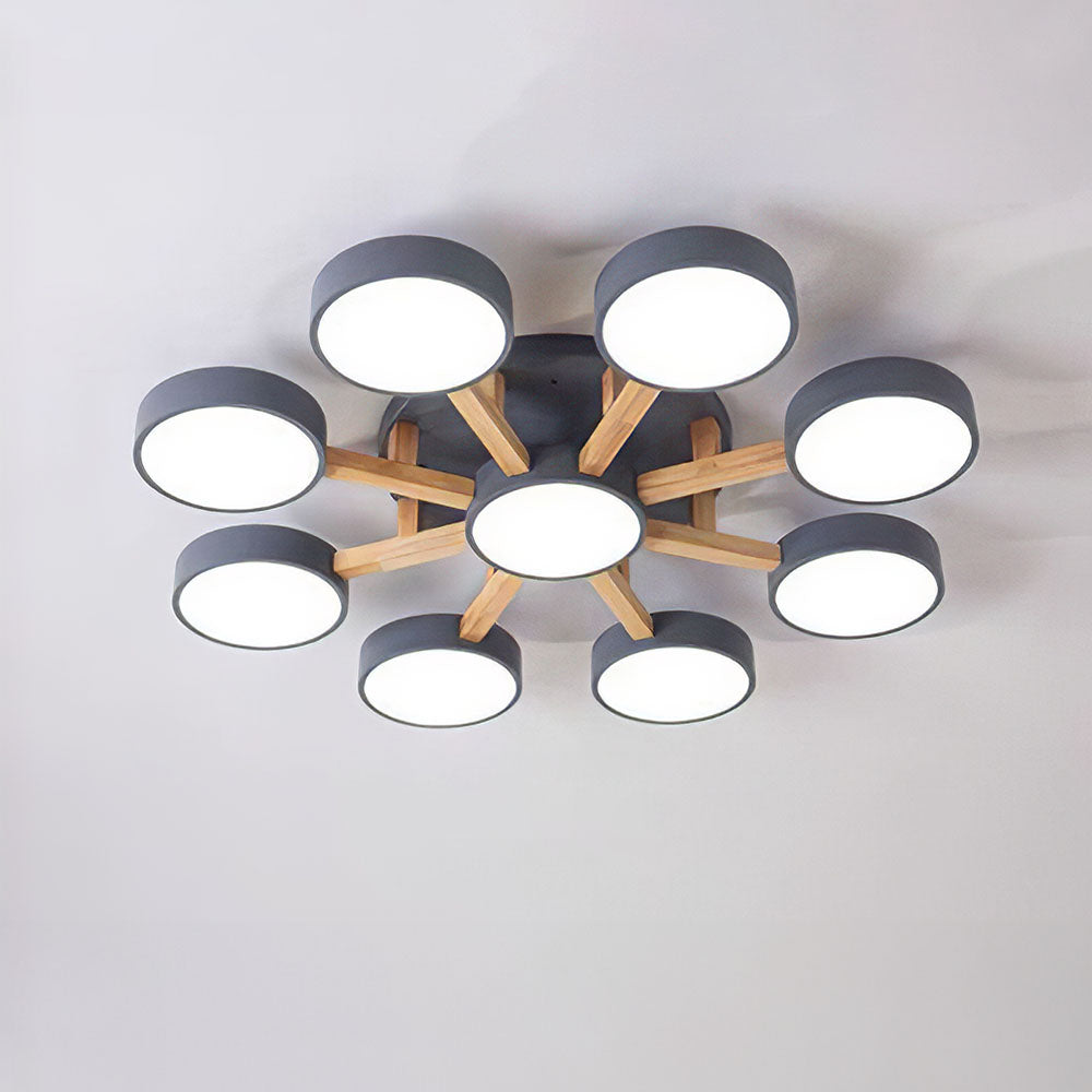 Plafoniera a LED con design moderno in legno