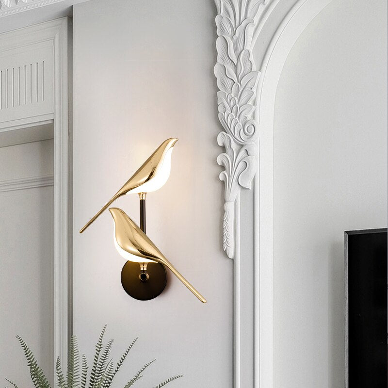 Lámpara de pared decorativa moderna LED con forma de pájaro
